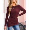 imageCUPSHE Womens Ribbed Long Sleeve Shirts Asymmetrical Trendy Blouse Tops Fall Fashion OutfitsReddishbrown
