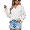 imageCUPSHE Long Sleeve Tops for Women Lace V Neck Blouse Casual Loose Fashion Shirts Fashion Casual Dressy OutfitsWhite