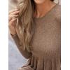imageCUPSHE Fall Dress for Women 2025 Casual Round Neck Long Sleeve Knit Ruffled Fitted A Line Mini Spring Sweater DressBrown