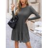 imageCUPSHE Fall Dress for Women 2025 Casual Round Neck Long Sleeve Knit Ruffled Fitted A Line Mini Spring Sweater DressDark Grey