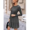 imageCUPSHE Fall Dress for Women 2025 Casual Round Neck Long Sleeve Knit Ruffled Fitted A Line Mini Spring Sweater DressDark Grey