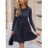 imageCUPSHE Fall Dress for Women 2025 Casual Round Neck Long Sleeve Knit Ruffled Fitted A Line Mini Spring Sweater DressNavy Blue