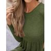 imageCUPSHE Fall Dress for Women 2025 Casual Round Neck Long Sleeve Knit Ruffled Fitted A Line Mini Spring Sweater DressOlive Green