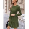 imageCUPSHE Fall Dress for Women 2025 Casual Round Neck Long Sleeve Knit Ruffled Fitted A Line Mini Spring Sweater DressOlive Green