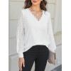 imageCUPSHE Long Sleeve Tops for Women Eyelet Scalloped Lace V Neck Blouse Casual Loose Fashion ShirtsA White