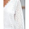 imageCUPSHE Long Sleeve Tops for Women Eyelet Scalloped Lace V Neck Blouse Casual Loose Fashion ShirtsA White