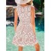 imageCUPSHE Swimsuit Coverup for Women Paisley Plungning V Neck Cutout Sleeveless Ruffle Beach Coverup Mini DressBeige