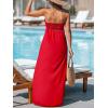 imageCUPSHE Womens Maxi Dresses Sleeveless Lace Casual Smocked Strapless Slit Long Summer Formal Sun DressRed