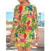 imageCUPSHE Womens Mini Dress V Neck Floral Half Dolman Sleeve Belted Loose Fit Short Summer Beach DressGreen Tropical