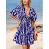 imageCUPSHE Womens Summer Dresses Abstract Plunging V Neck Short Sleeve Elastic Waist Mini DressBlue
