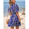 imageCUPSHE Womens Summer Dresses Abstract Plunging V Neck Short Sleeve Elastic Waist Mini DressBlue
