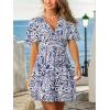 imageCUPSHE Womens Summer Dresses Abstract Plunging V Neck Short Sleeve Elastic Waist Mini DressSky Blue