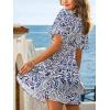 imageCUPSHE Womens Summer Dresses Abstract Plunging V Neck Short Sleeve Elastic Waist Mini DressSky Blue