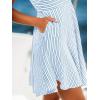 imageCUPSHE Womens Summer Dresses Smocked Sleeveless Square Neck Striped Mini Dress with PocketsBlue Striped