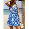 imageCUPSHE Womens Summer Dresses Tie Front Plunging V Neck A Line Sleeveless Cutout Mini DressLight Blue