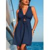 imageCUPSHE Womens Summer Dresses Tie Front Plunging V Neck A Line Sleeveless Cutout Mini DressNavy