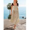 imageCUPSHE Womens Summer Smocked Midi Dress Striped Sleeveless Tie Shoulder Cami Dress Beach Flowy Long SundressBeige Brown