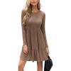 imageCUPSHE Fall Dress for Women 2025 Casual Round Neck Long Sleeve Knit Ruffled Fitted A Line Mini Spring Sweater DressBrown