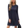 imageCUPSHE Fall Dress for Women 2025 Casual Round Neck Long Sleeve Knit Ruffled Fitted A Line Mini Spring Sweater DressNavy Blue