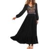 imageCUPSHE Womens Maxi Dresses Long Sleeve Fall Winter V Neck Boho Floral Casual Ruffled Elegant Tiered Hem ALine Flowy Long Dress