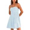 imageCUPSHE Womens Summer Dresses Smocked Sleeveless Square Neck Striped Mini Dress with PocketsBlue Striped
