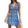 imageCUPSHE Womens Summer Dresses Tie Front Plunging V Neck A Line Sleeveless Cutout Mini DressLight Blue