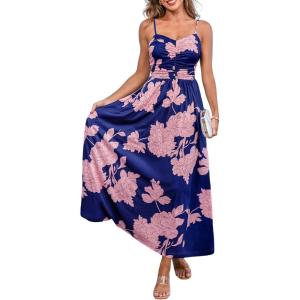 imageCUPSHE Womens Maxi Dresses Casual Summer Sundress Sleeveless Floral Spaghetti Straps Long Beach Formal DressNavy Floral
