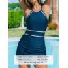 imageCUPSHE Womens One Piece Swim Dress Tummy Control Swimsuit Ruching Skirt High Neck Adjustable Straps Bathing SuitNavy Blue