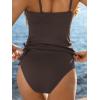 imageCUPSHE Womens Tankini Set Two Piece Swimsuit Ruched Drawstring Bathing Suits with High Waisted Bottom RibChocolate Brown