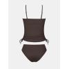 imageCUPSHE Womens Tankini Set Two Piece Swimsuit Ruched Drawstring Bathing Suits with High Waisted Bottom RibChocolate Brown