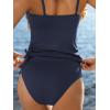 imageCUPSHE Womens Tankini Set Two Piece Swimsuit Ruched Drawstring Bathing Suits with High Waisted Bottom RibDark Navy Blue