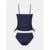 imageCUPSHE Womens Tankini Set Two Piece Swimsuit Ruched Drawstring Bathing Suits with High Waisted Bottom RibDark Navy Blue