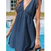 imageCUPSHE Womens Denim Summer Dresses Cotton Plunging V Neck Casual Sundress Ruffle Sleeves Mini DressDenim Blue