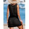 imageCUPSHE Women Crochet Swim Coverup Sleeveless V Neck Button Beach Coverup DressBlack