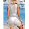 imageCUPSHE Women Crochet Swim Coverup Sleeveless V Neck Button Beach Coverup DressWhite