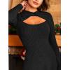 imageCUPSHE Womens Fall Dresses Long Sleeve High Neck Cutout Knit Christmas Outfit Knit Party DressBlack