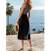imageCUPSHE Womens Summer Sleeveless Midi Tank Dress Casual Striped Flowy A Line Long Sundress for Beach VacationBlack White