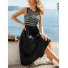 imageCUPSHE Womens Summer Sleeveless Midi Tank Dress Casual Striped Flowy A Line Long Sundress for Beach VacationBlack White