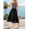 imageCUPSHE Womens Summer Sleeveless Midi Tank Dress Casual Striped Flowy A Line Long Sundress for Beach VacationBlack White