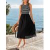 imageCUPSHE Womens Summer Sleeveless Midi Tank Dress Casual Striped Flowy A Line Long Sundress for Beach VacationBlack White