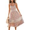 imageCUPSHE Summer Dresses for Women 2025 Long V Neck Floral Lace Casual Sleeveless A Line Sundress Beach Midi DressBeige Floral