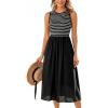 imageCUPSHE Womens Summer Sleeveless Midi Tank Dress Casual Striped Flowy A Line Long Sundress for Beach VacationBlack White