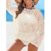 imageCUPSHE Women Crochet Cover Up Striped Swimwear Cutout Beach Coverup TopBeige