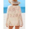 imageCUPSHE Women Crochet Cover Up Striped Swimwear Cutout Beach Coverup TopBeige