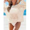 imageCUPSHE Women Crochet Cover Up Striped Swimwear Cutout Beach Coverup TopBeige