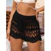 imageCUPSHE Women Crochet Coverup Skirt Drawstring Knit Mini Skirt Coverup for SwimwearBlack