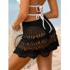 imageCUPSHE Women Crochet Coverup Skirt Drawstring Knit Mini Skirt Coverup for SwimwearBlack