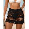 imageCUPSHE Women Crochet Coverup Skirt Drawstring Knit Mini Skirt Coverup for SwimwearBlack