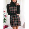 imageCUPSHE Women Plaid Fall Dresses Christmas Front Pocket Square Neck Wide Strap Button Back Overall Mini DressRed
