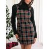 imageCUPSHE Women Plaid Fall Dresses Christmas Front Pocket Square Neck Wide Strap Button Back Overall Mini DressRed